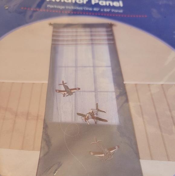New 2 Pier 1 Kids AVIATOR CURTAINS 40X84 AIRPLANE blue red - Picture 6 of 7